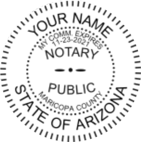 Arizona Notary Pink Pocket Seal, Sample Impression Image, Circular, Raised, 1.6 Inch Diameter